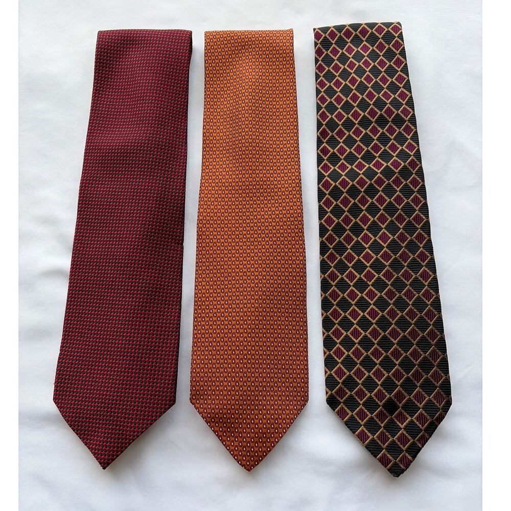 Lot of 3 Harold Powell 100% Silk Ties Wide USA Preppy Office Geometric Academia